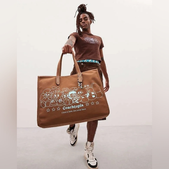 Coachtopia tote purse bag in brown recycled canvas - Picture 9 of 11